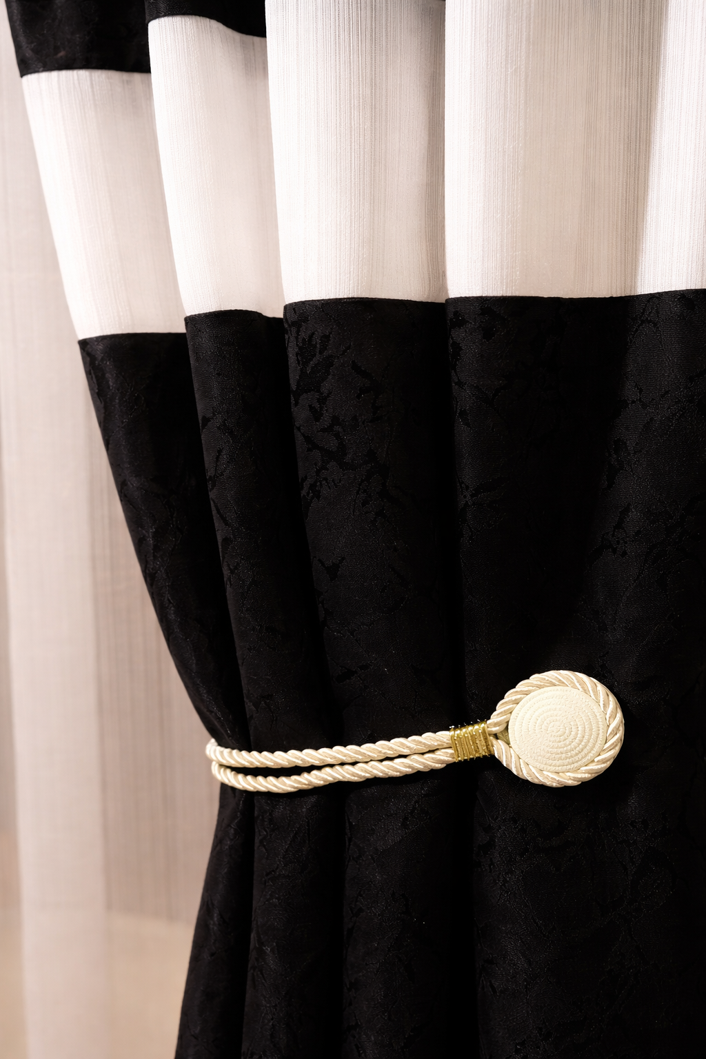 rideaux et cache-rideau coupé (3 pièces)