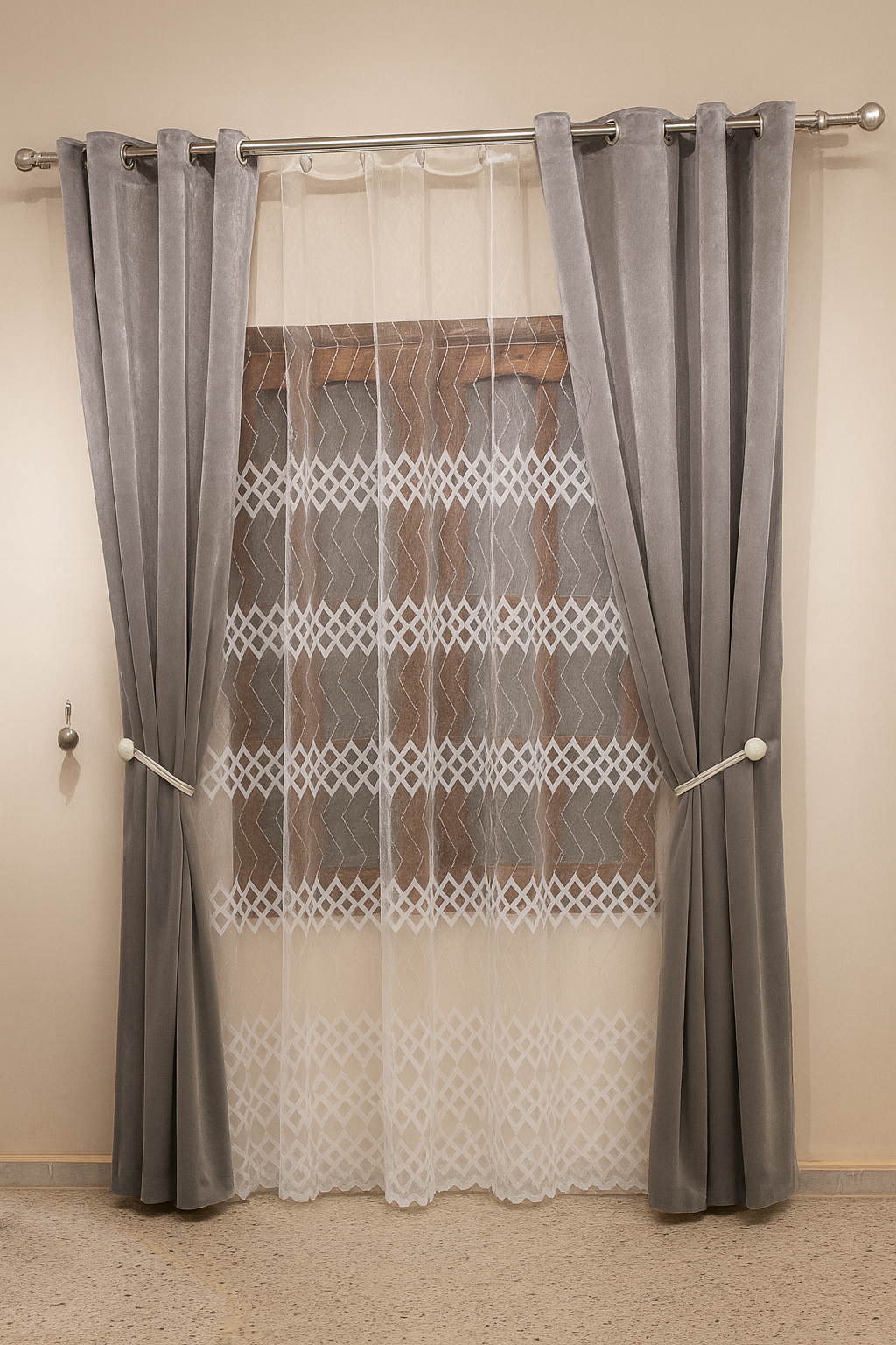 rideaux et cache-rideau simples (3 pièces)